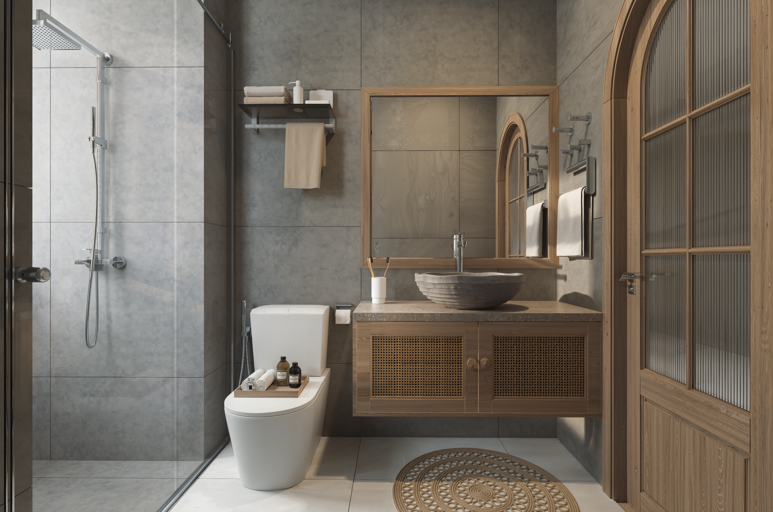 pexels-photo-36353409-36353409 Elegant bathroom with wooden accents and modern fixtures for a stylish look.